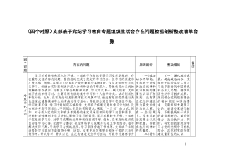 3套 2024年8月支部班子党纪学习教育专题组织生活会存在问题检视剖析整改清单台账（对照学纪、对照知纪、对照明纪、对照守纪四个方面）.doc