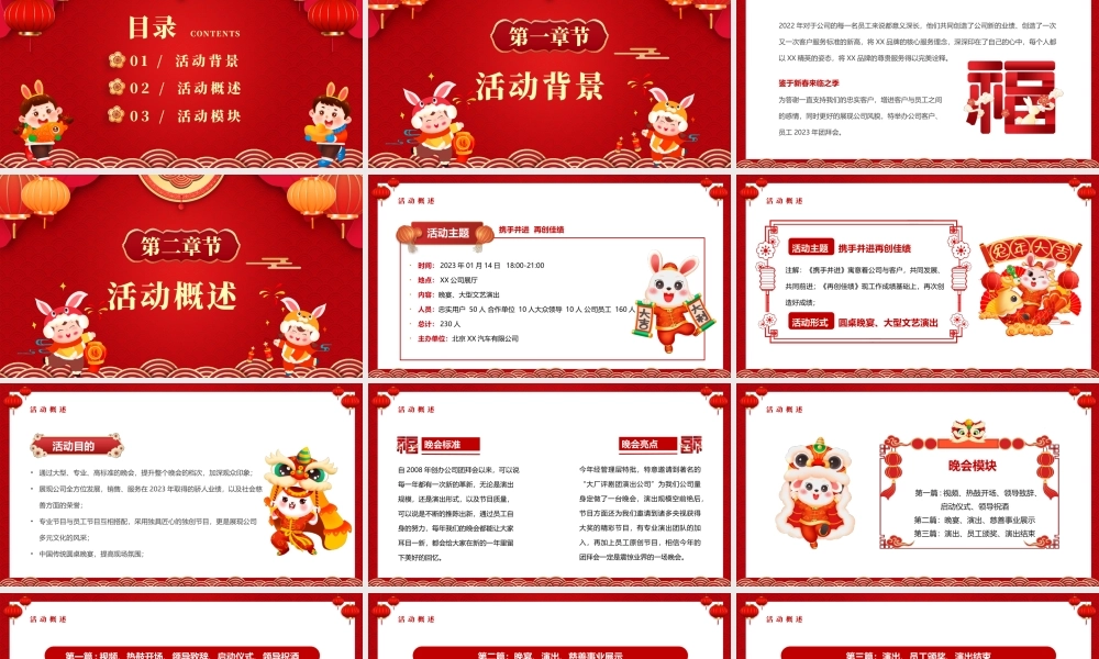 2023年兔年春节企业团拜会PPT课件（带内容）.pptx