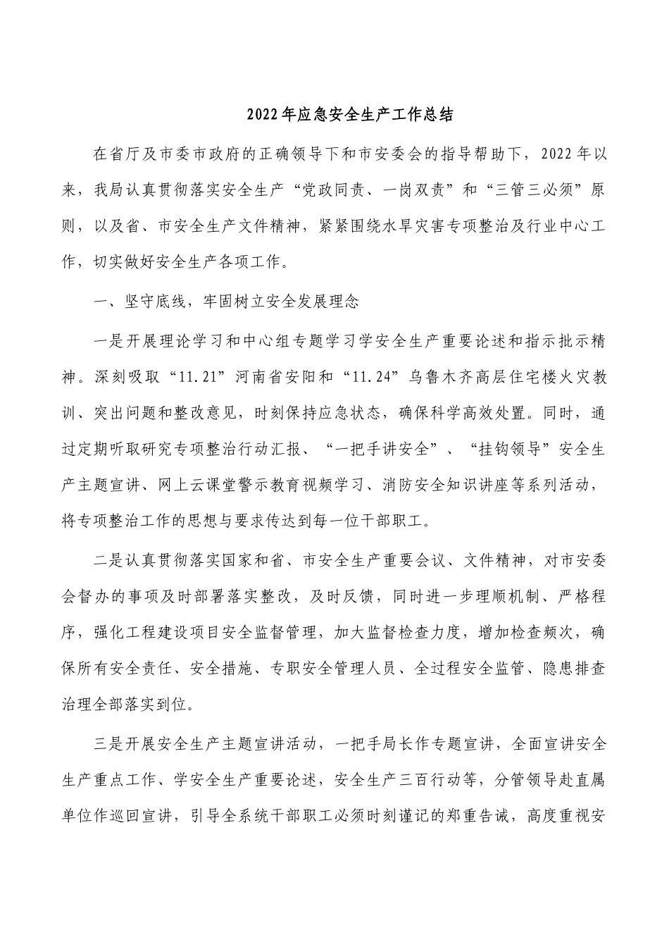 2022年应急安全生产工作总结.docx_第1页