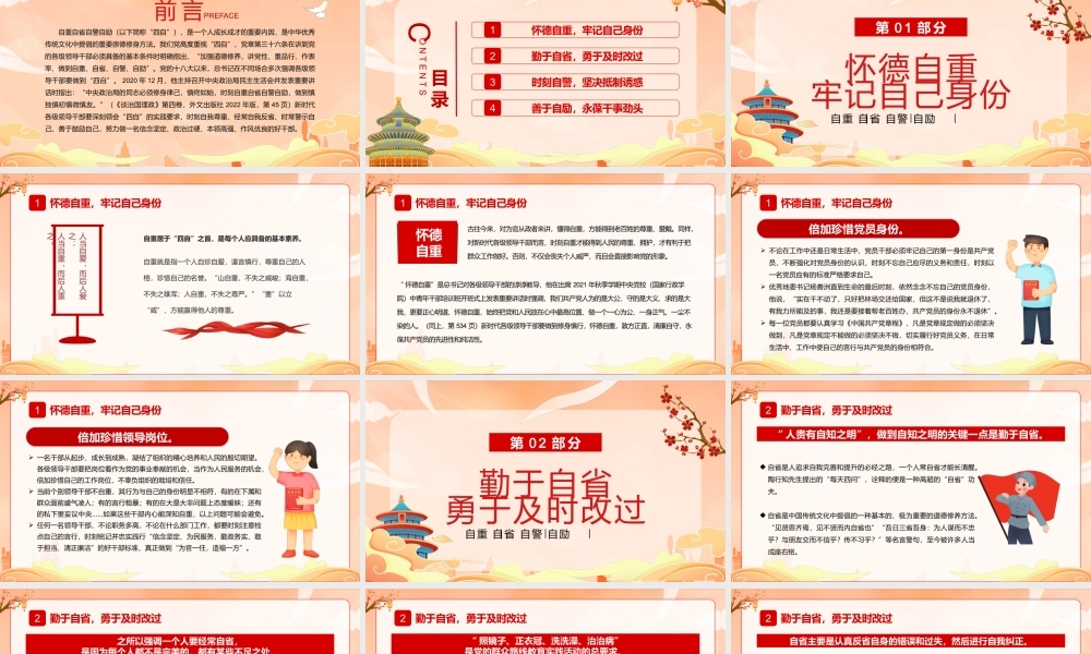 橙色国潮风崇德修身要坚守四自决PPT.pptx