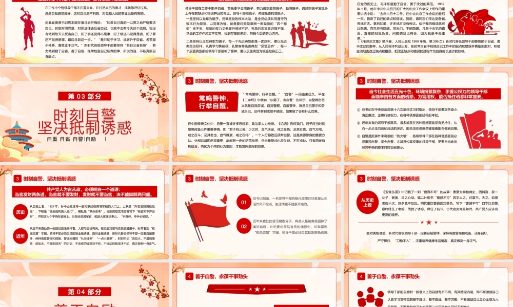 橙色国潮风崇德修身要坚守四自决PPT.pptx