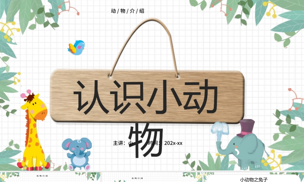 绿色卡通风认识小动物PPT.pptx