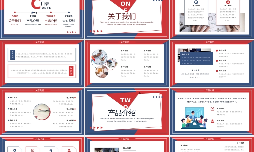 红蓝扁平商务分企业招聘介绍PPT模板.pptx