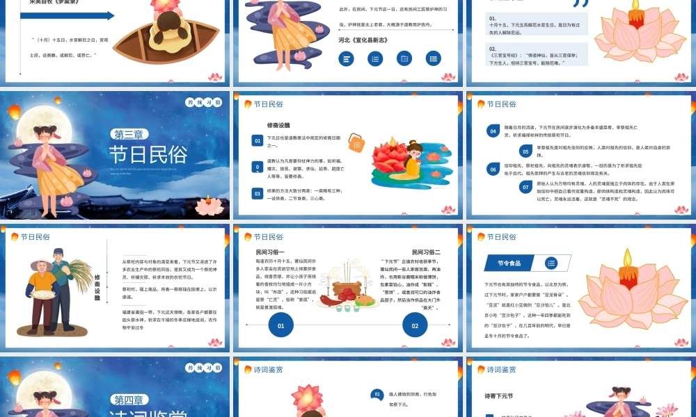 蓝色卡通中国风祭祀下元节介绍PPT.pptx