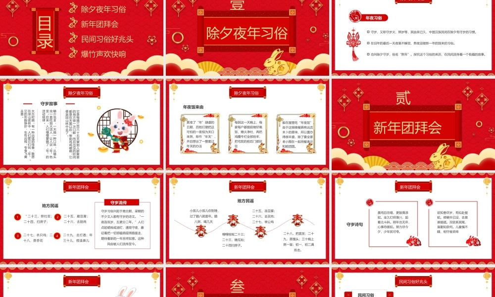 红色卡通福兔贺岁贰零贰叁年兔年大吉.pptx