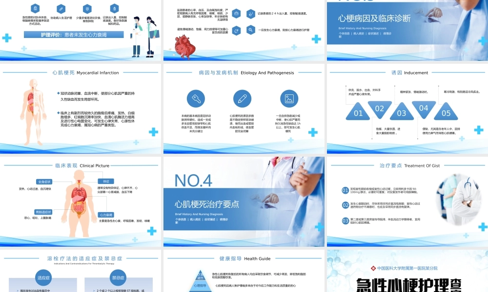 蓝色简约急性心梗护理查房PPT模板宣传PPT动态PPT.pptx