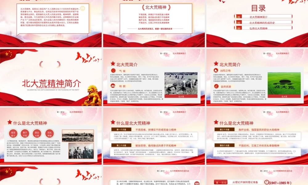 北大荒精神专题讲座PPT北大荒的历史变迁就是一部壮丽的史诗PPT课件（带内容）.pptx
