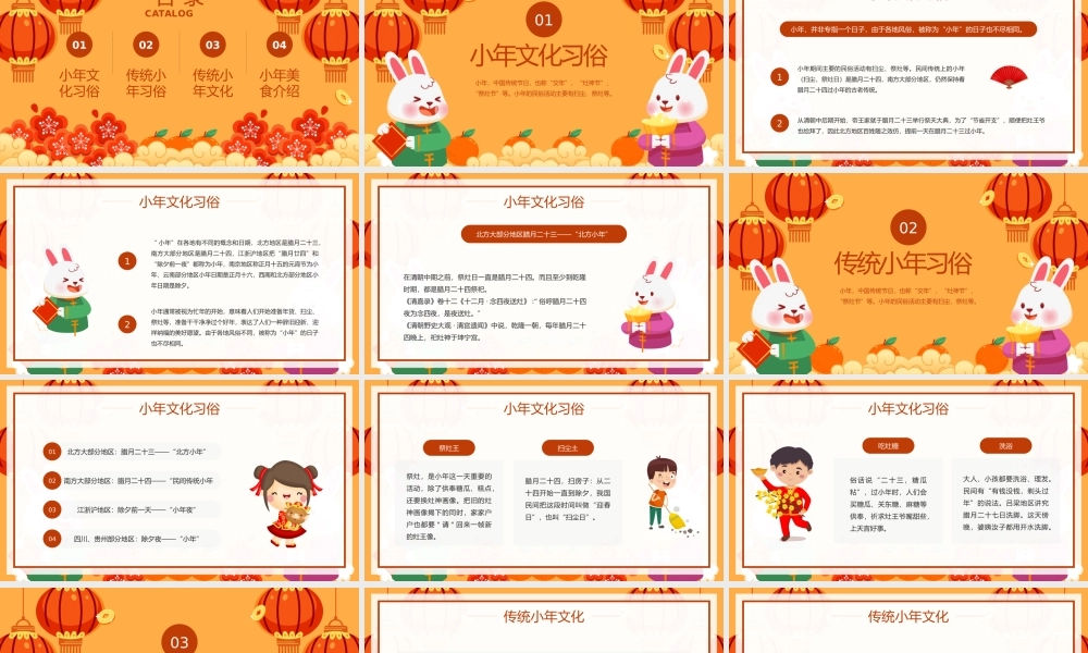 红色卡通风小年传统习俗介绍PPT模板.pptx