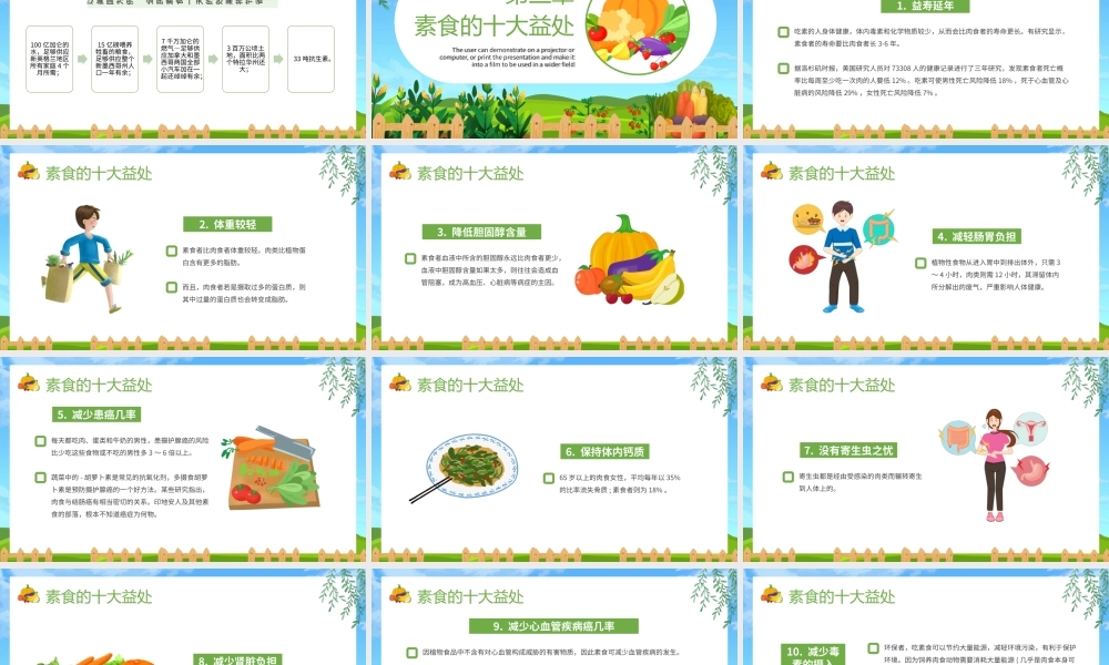 绿色卡通风国际素食日节日介绍PPT.pptx