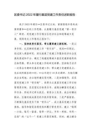 党委书记2022-2023年履行基层党建工作责任述职报告.docx