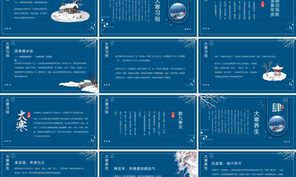 蓝色中国风大寒节气介绍PPT模板.pptx
