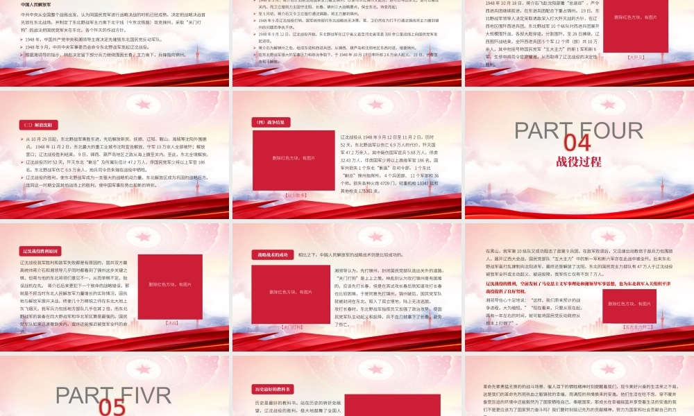 学党史三大战役之辽沈战役PPT课件（带内容）.pptx
