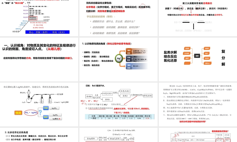 2023届高考二轮复习 无机综合复杂问题的分析与解答.pptx