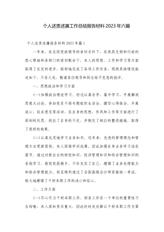 个人述责述廉工作总结报告材料2023年六篇.docx