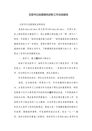 支部书记巡察期间述职工作总结报告.docx