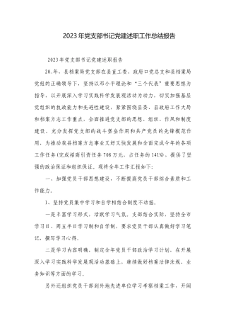 2023年党支部书记党建述职工作总结报告_1.docx