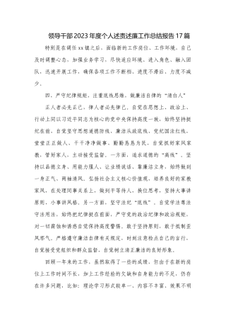 领导干部2023年度个人述责述廉工作总结报告17篇.docx