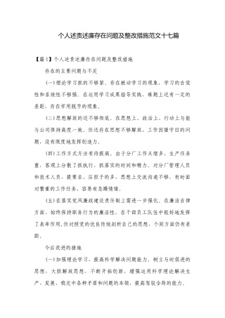个人述责述廉存在问题及整改措施范文十七篇.docx