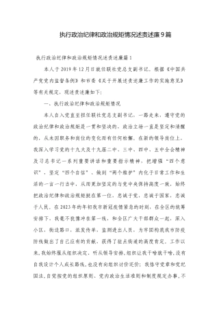 执行政治纪律和政治规矩情况述责述廉9篇.docx