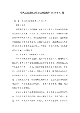 个人述责述廉工作总结报告材料2023年12篇.docx