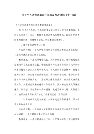 关于个人述责述廉存在问题及整改措施【十三篇】.docx