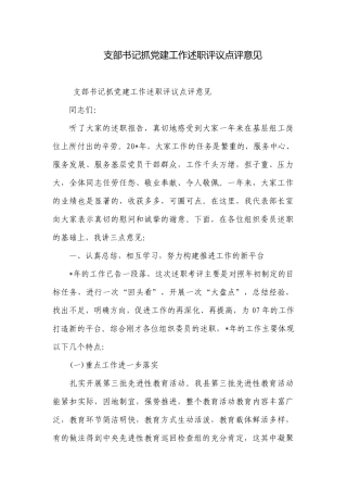 支部书记抓党建工作述职评议点评意见.docx