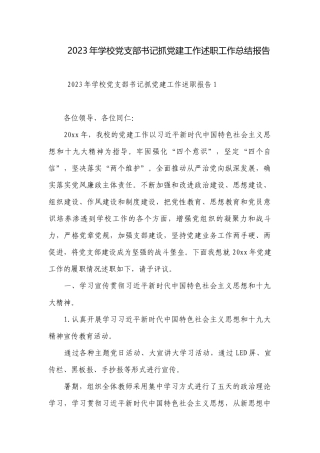 2023年学校党支部书记抓党建工作述职工作总结报告_1.docx