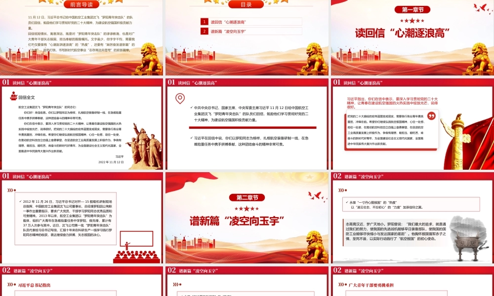 给航空工业集团沈飞“罗阳青年突击队”的队员们回信精神PPT模板.pptx