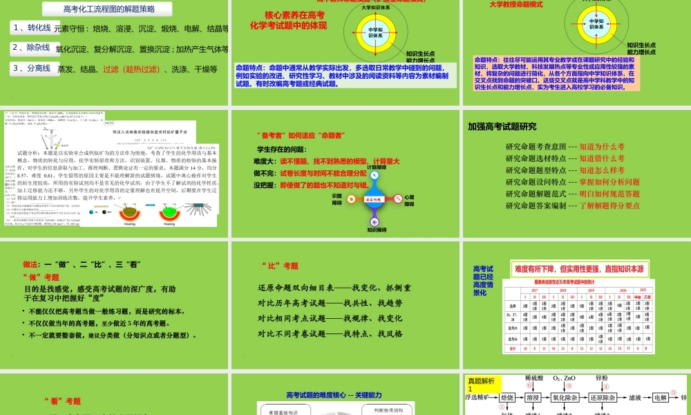 2023年新高考化学工艺流程试题复习策略及解答模型.pptx
