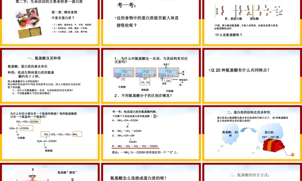 高中生物人教版必修一《22生命活动的主要承担者蛋白质》课件.pptx