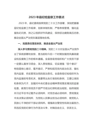 2023年纪检监察工作要点计划.docx