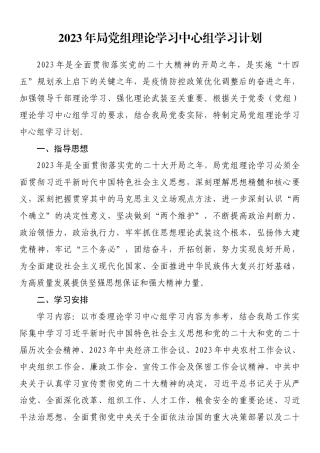 2023年党组理论学习中心组学习计划.docx