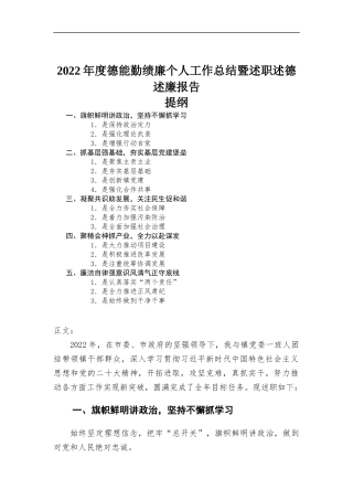 2022年度德能勤绩廉个人工作总结暨述职述德述廉报告.docx