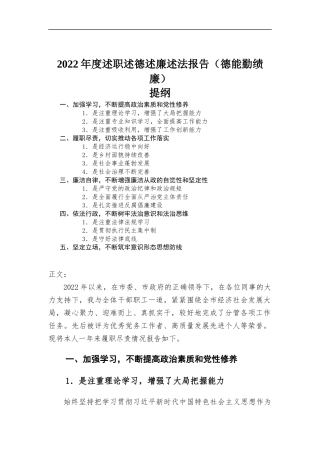 2022年度述职述德述廉述法报告（德能勤绩廉）.docx