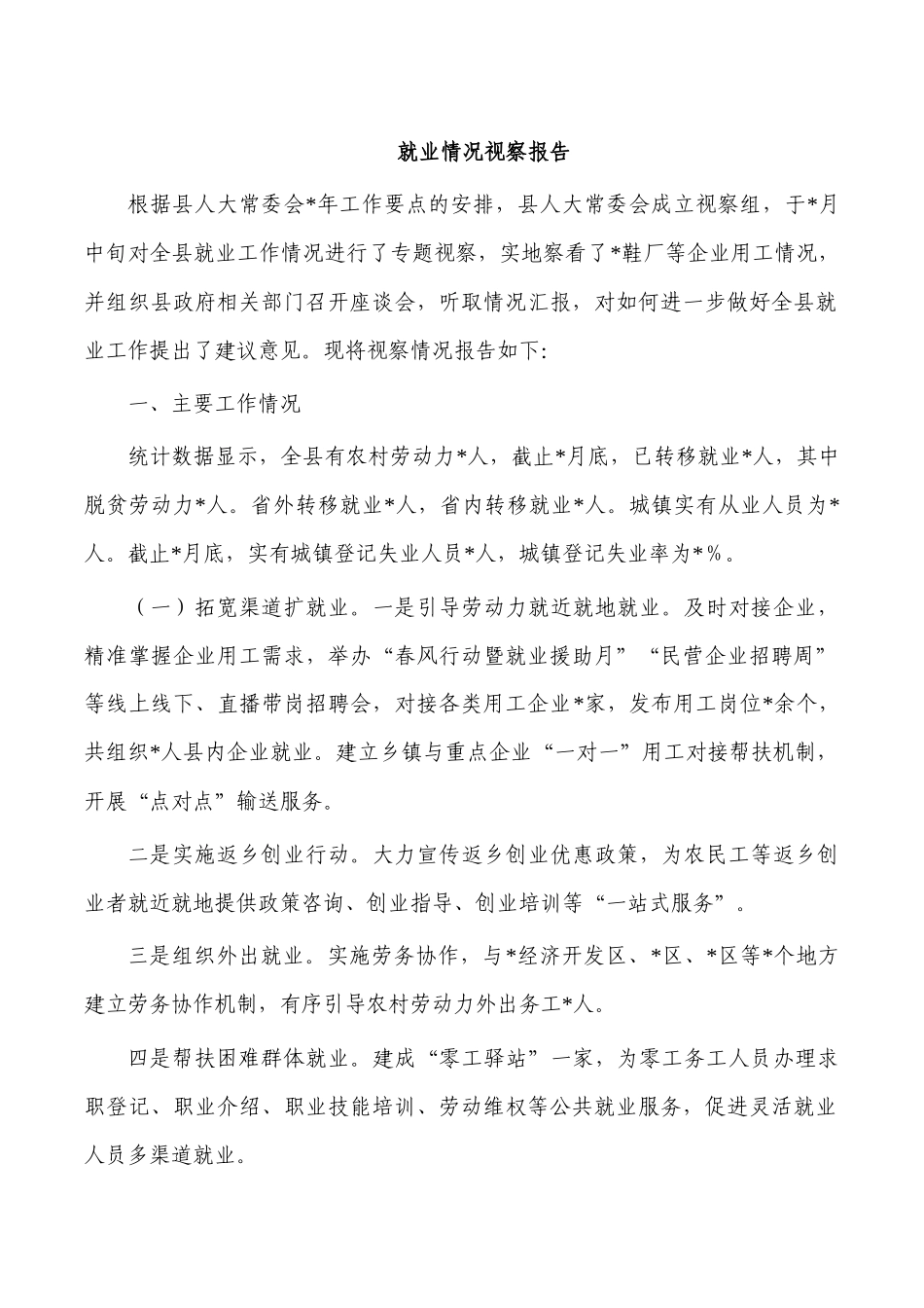 就业情况视察报告.docx_第1页