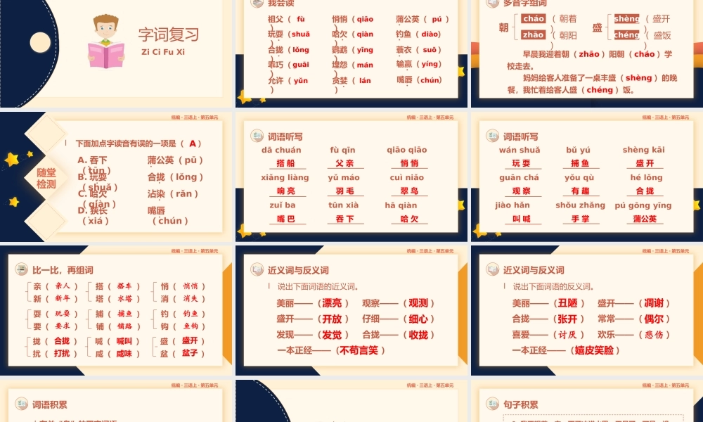小学语文统编版三年级上册第五单元复习课件PPT模板.pptx