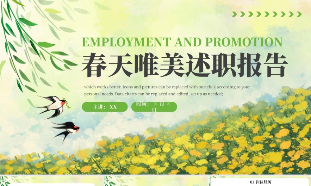 绿色文艺春天唯美述职报告PPT模板.pptx