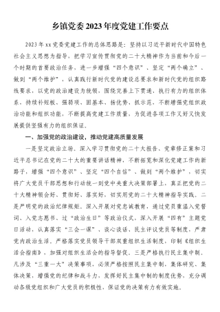 乡镇党委2023年度党建工作要点.docx