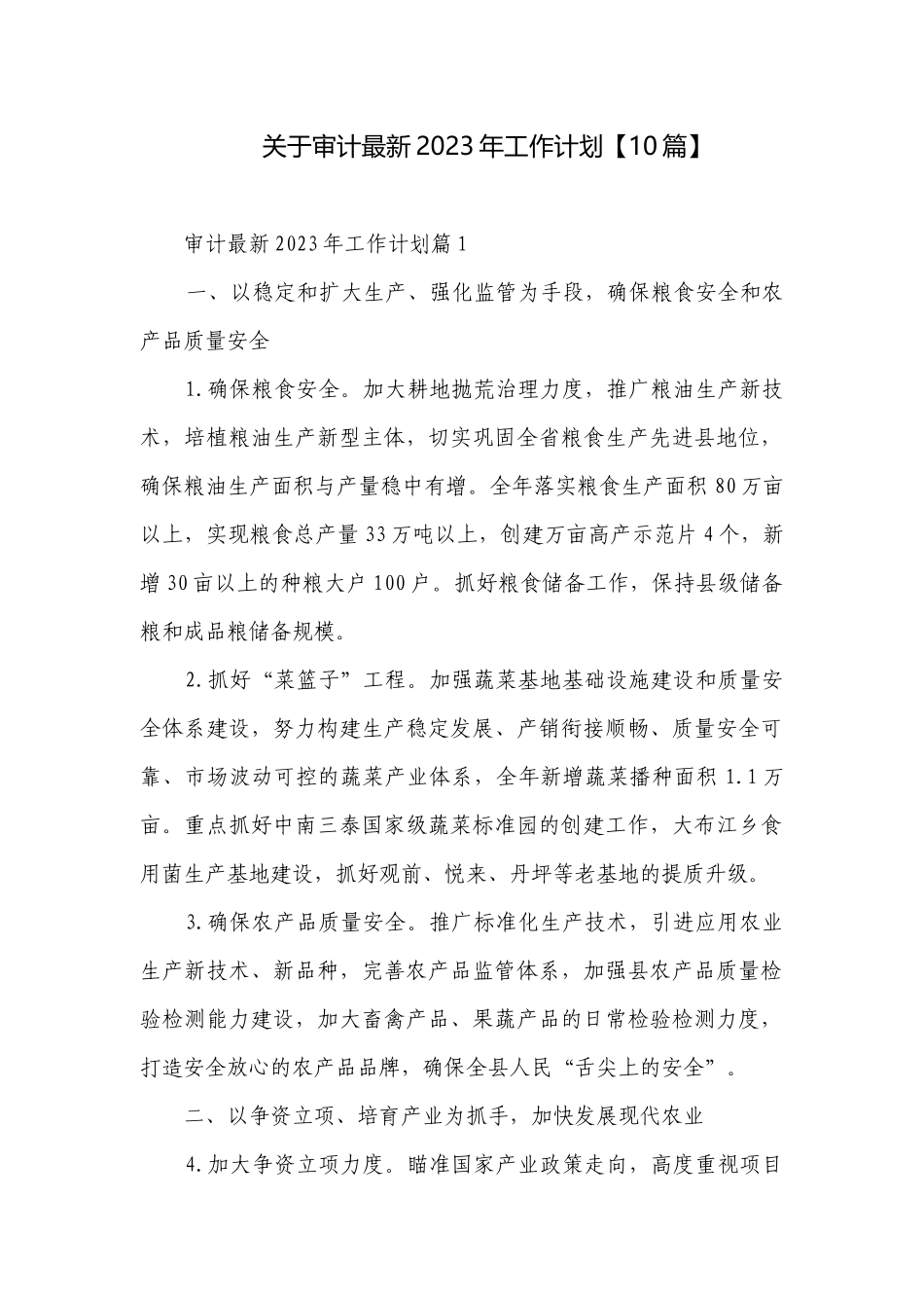 关于审计最新2023年工作计划【10篇】.docx_第1页