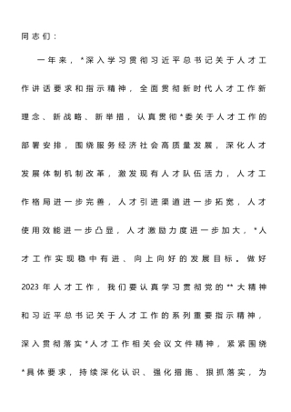 在2023年人才工作会议上的讲话提纲.doc