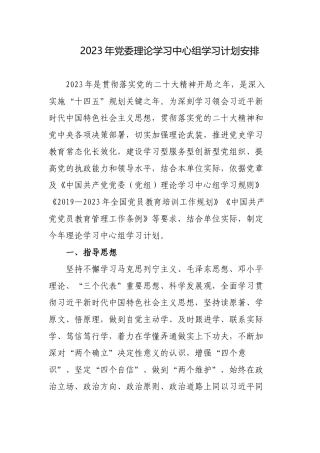 3篇2023年党委理论学习中心组学习计划安排.docx