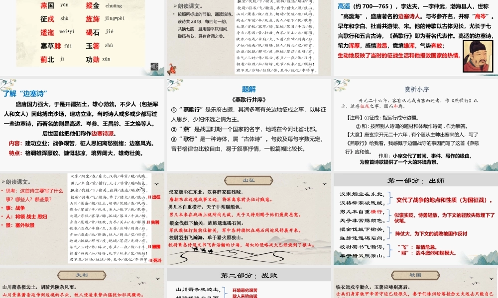 古诗词诵读《燕歌行并序》优质公开课获奖教学设计课件高中语文统编版选择性必修中册+.pptx