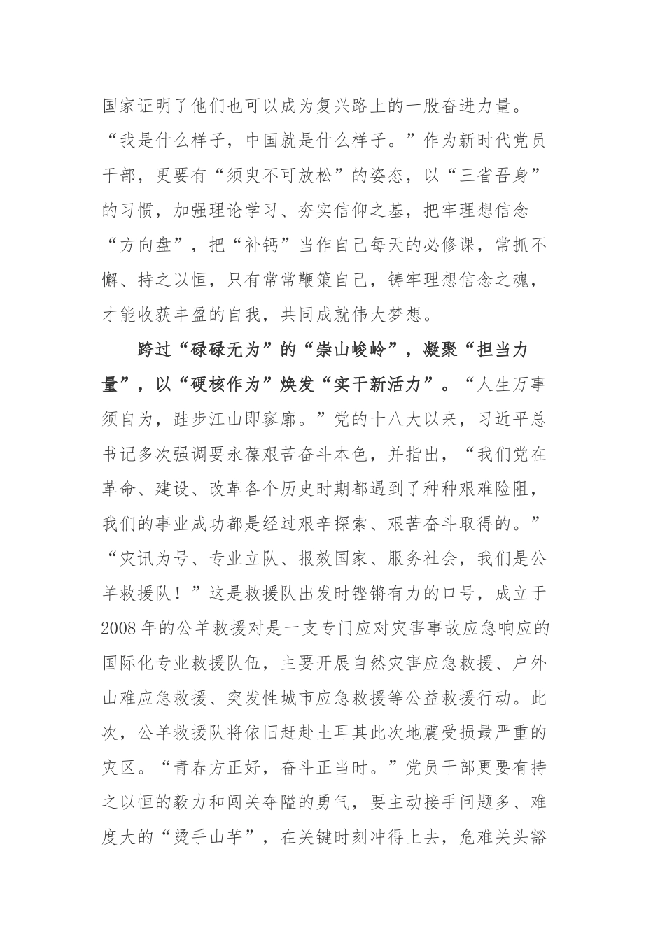 中国首支社会救援力量公羊救援队奔赴土耳其救援事迹学习心得体会.docx_第2页