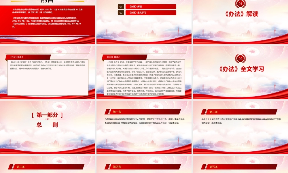 学习2023《农业综合行政执法管理办法》重点内容PPT课件（带内容）.pptx