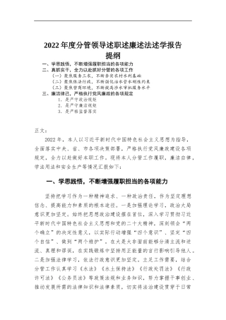 2022年度分管领导述职述廉述法述学报告.docx