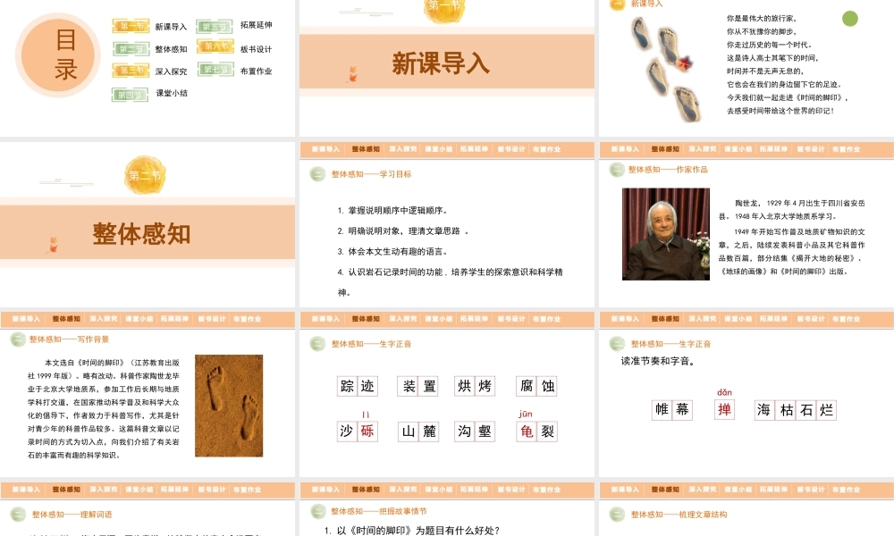 部编语文名师公开课一等奖创新教学设计课件时间的脚印.pptx