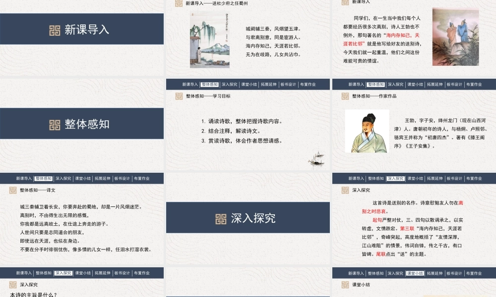 人教部编八年级语文下册《送杜少府之任蜀州》名师公开课同课异构创新获奖教学设计课件.pptx