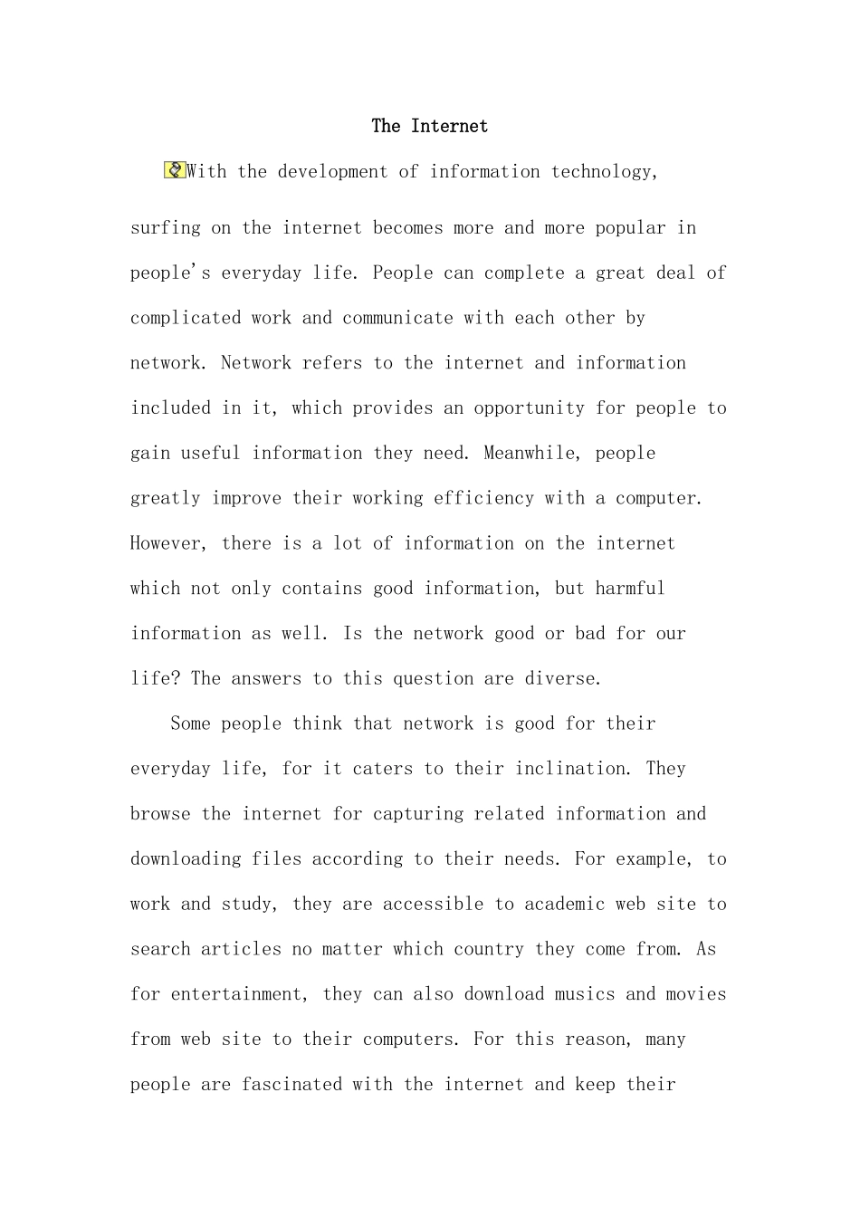 关于网络的英语作文.docx_第1页