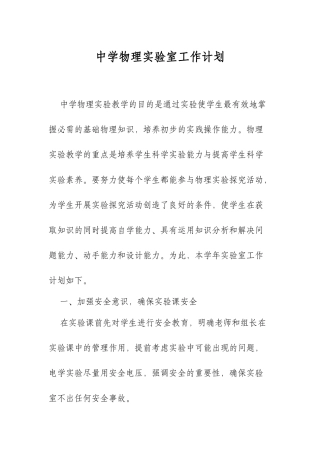 XX学校中学物理实验室工作计划.docx
