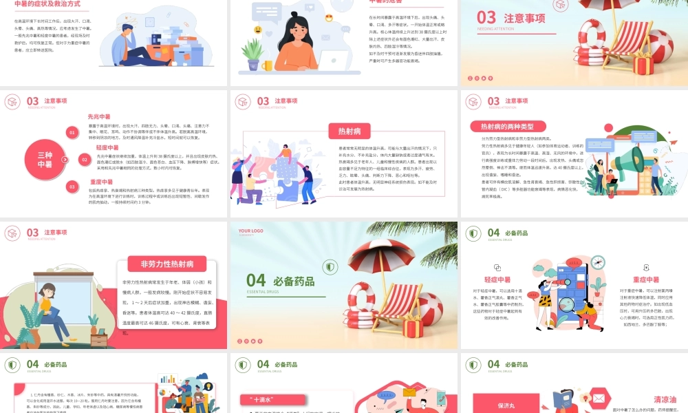 夏天防中暑救治知识分享PPT模板.pptx